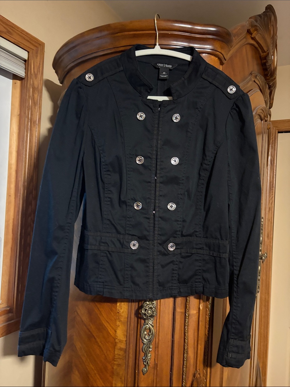 White House Black Market Black Double-Breasted Military Blazer
